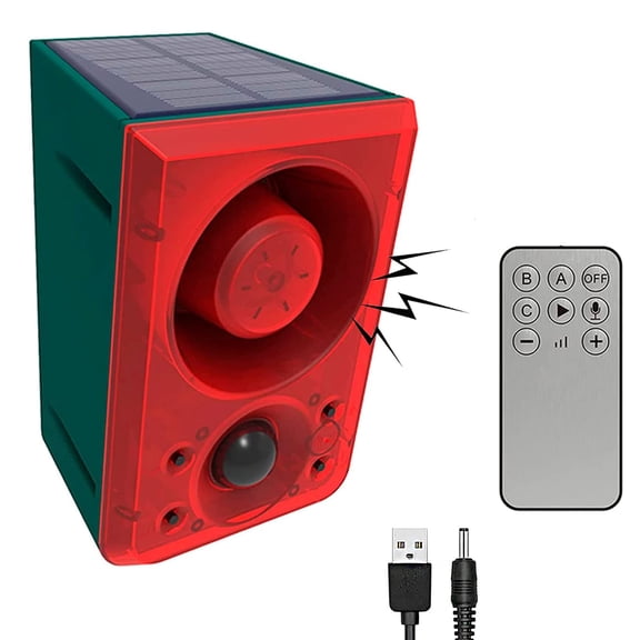 Zhangyh Solar Security Light Alarm, Waterproof PIR 6LED Motion Sensor Flashing Light,129dB Gunshot Sounds & Dog Barking Sound Warning Strobe Night Lamp for Outdoor Farm Barn Villa Yard