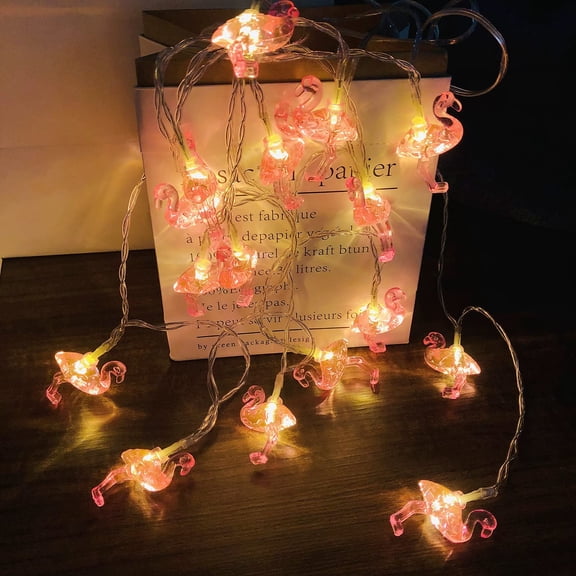 Zhangyh Tropical Theme 3D Solid Flamingo String Lights Twinkle LED Flamingo Fairy Lights Hanging Lamp Battery Powered for Wedding Garden Parties DIY Wreathe Decoration