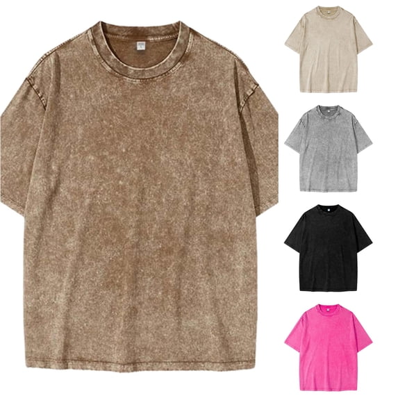 Zhanqunnn Boys Distressed Washed Crewneck Tee Casual Everyday Kids Breathable, Size XS/100