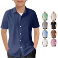 thumbnail image 1 of Zhanqunnn Boys Girls Button Down Shirts Short Sleeve Gradient Summer Casual Beach, Size 13-14 Years, 1 of 5