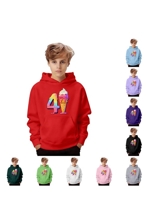 Boys Girls Graphic Print Hooded Sweatshirt Kids Pullover Casual Jacket With Pocket For Children Youth Dip Set Hoodie, Size 18-24 Months