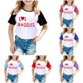 thumbnail image 1 of Zhanqunnn Boys Girls US City Print Raglan Short Sleeve T Shirt 3423, Size 13-14 Years, 1 of 4