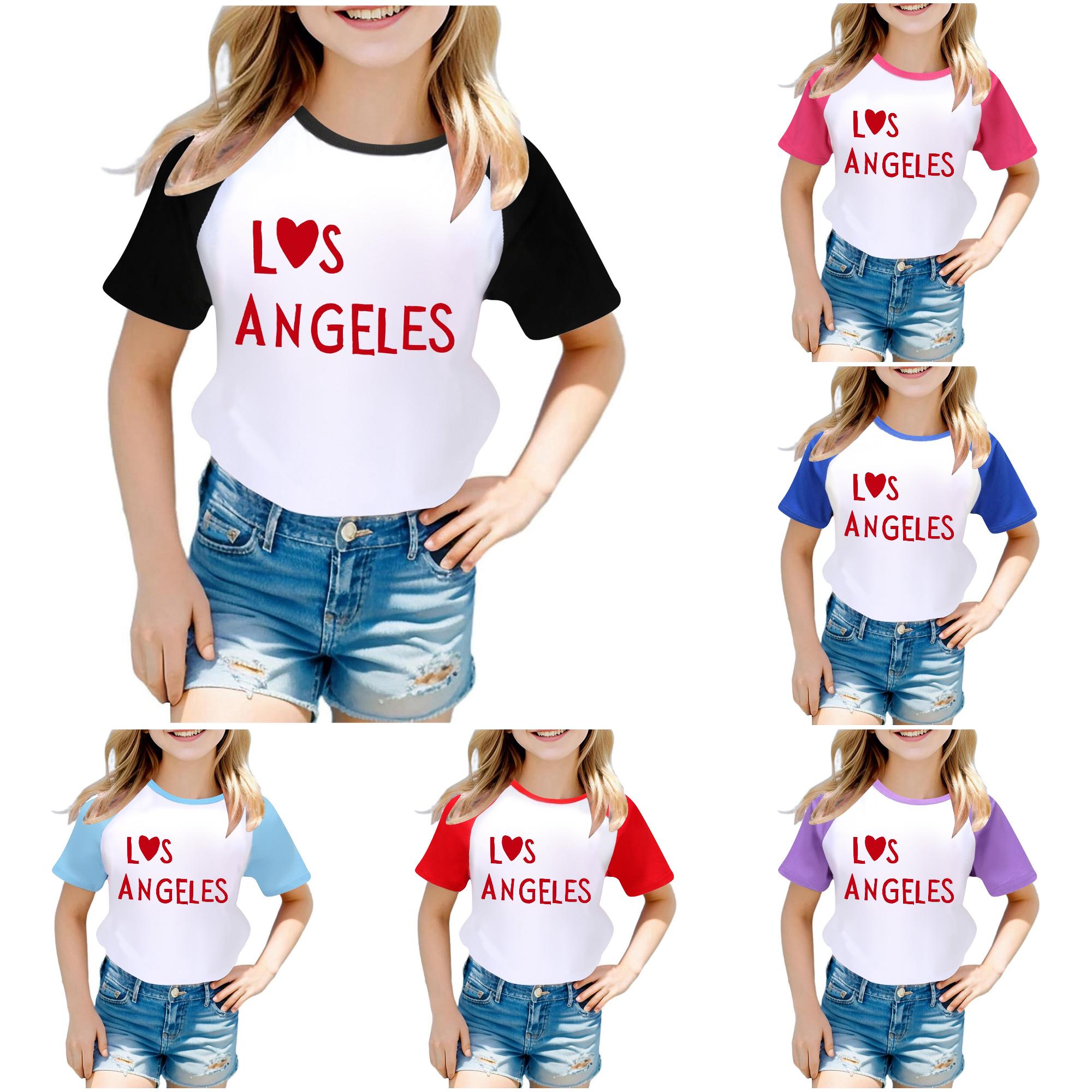 Zhanqunnn Boys Girls US City Print Raglan Short Sleeve T Shirt 3423, Size 2-3 Years