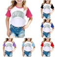thumbnail image 1 of Zhanqunnn Boys Girls US City Print Raglan Short Sleeve T Shirt 3426, Size 11-12 Years, 1 of 4