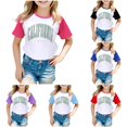 thumbnail image 1 of Zhanqunnn Boys Girls US City Print Raglan Short Sleeve T Shirt 3426, Size 6-7 Years, 1 of 4