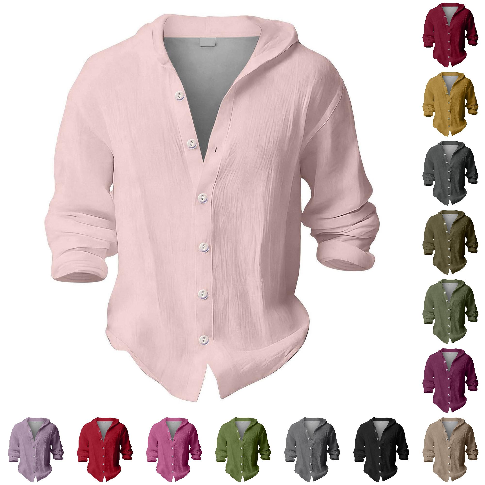 Zhanqunnn Boys Long Sleeve Button Down Shirt Casual Summer Breathable Solid Beach, Size 10-11 Years