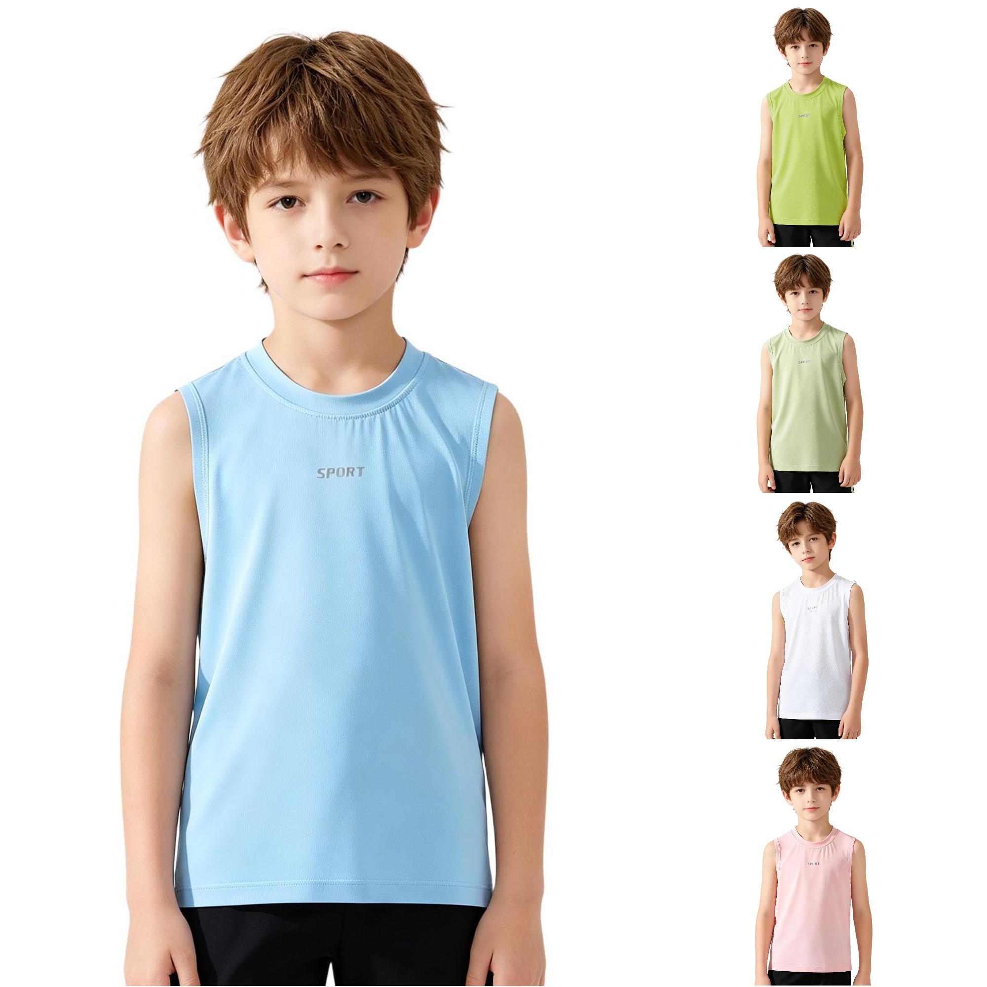 Zhanqunnn Boys Mesh Tank Kids Sportswear Sleeveless Summer Lightweight Athletic, Size 9-10 Years