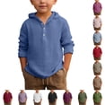 thumbnail image 1 of Zhanqunnn Boys Summer Hooded Shirt Long Sleeve Button Down Beach Breathable Youth, Size 14-15 Years, 1 of 4