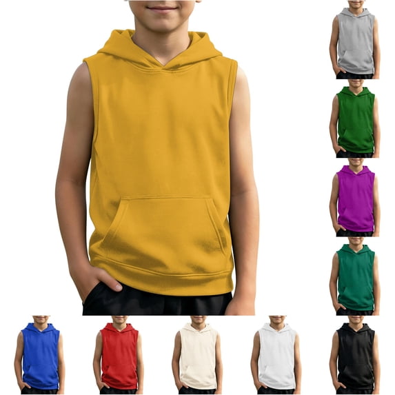 Zhanqunnn Boys Tank Top Muscle Tee Sleeveless Workout Kids Athletic Shirt, Size 5-6 Years