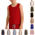 thumbnail image 1 of Zhanqunnn Boys Tank Tops Sleeveless Crew Neck Undershirts Kids Pockets Athletic, Size 4-5 Years, 1 of 5