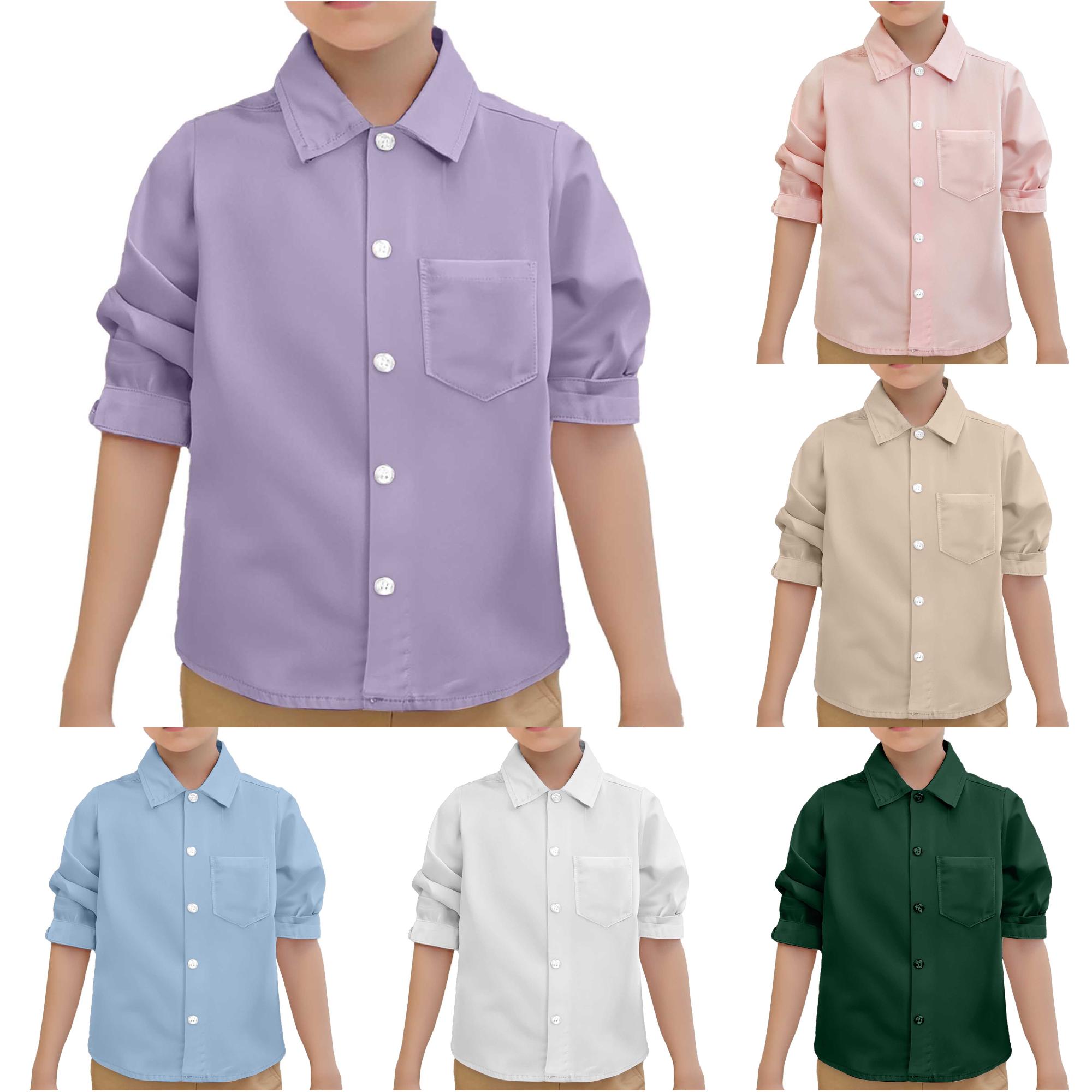 Zhanqunnn Child Boys Girls Shirt Solid Long Sleeve Toddler Kids Gentleman Lapel, Size 12-18 Months