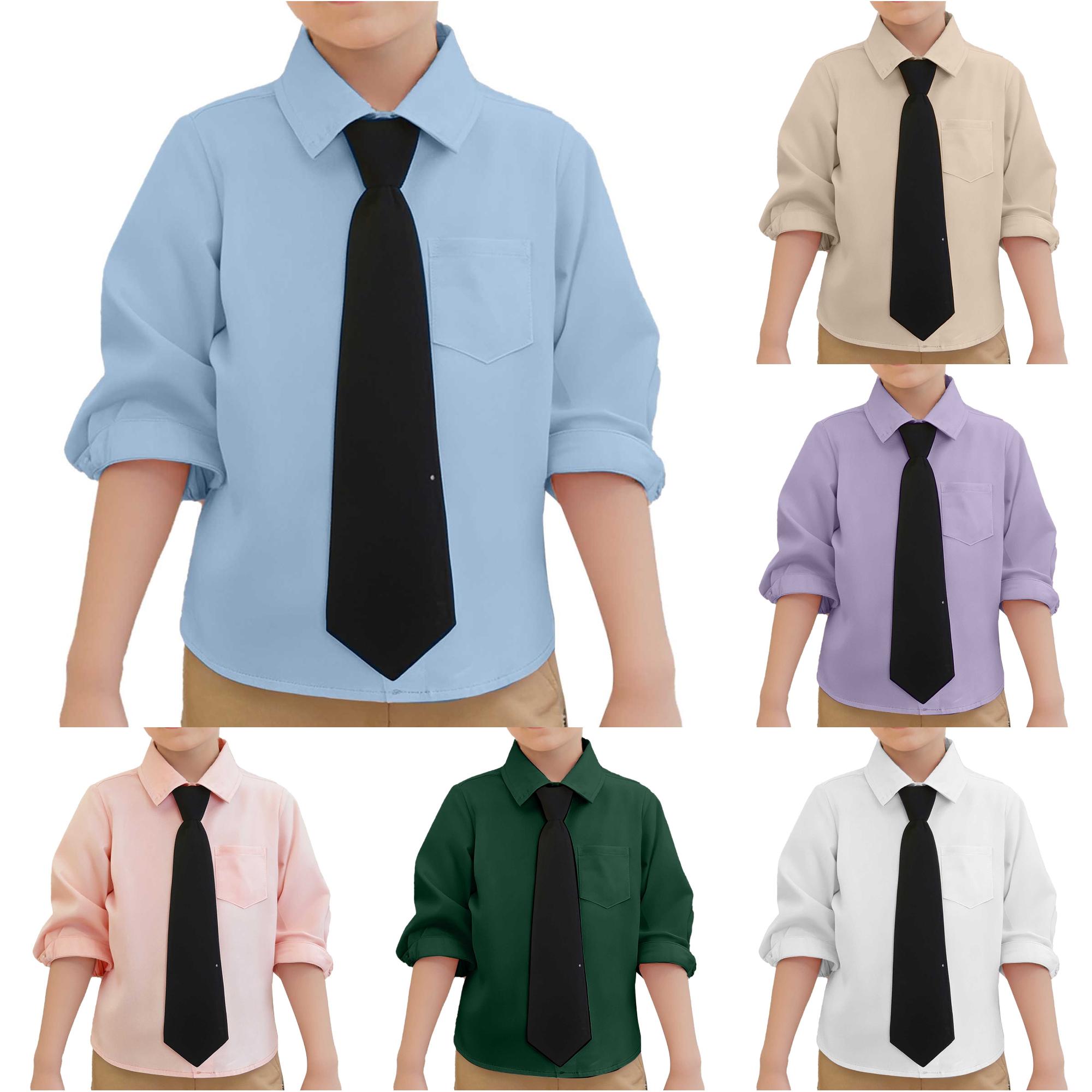 Zhanqunnn Child Boys Girls Shirt Solid Long Sleeve Toddler Kids Gentleman Lapel, Size 5-6 Years