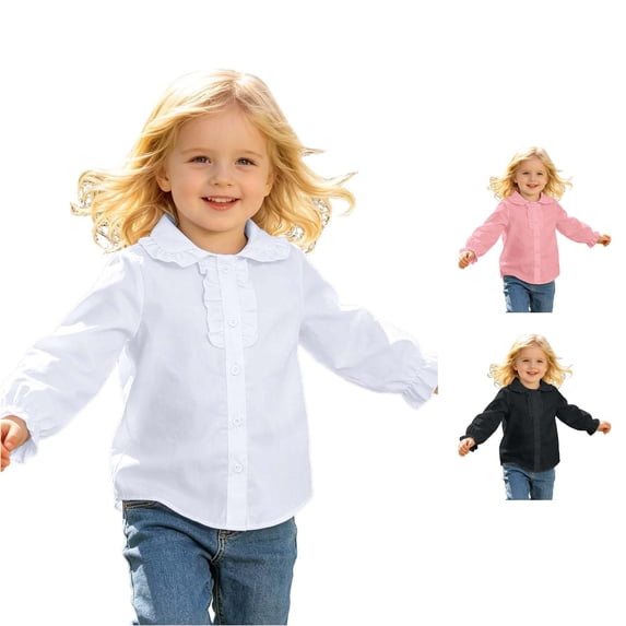 Zhanqunnn Child Girls Shirt Solid Long Sleeve Toddler Kids Ruffles Tops, Size 8-9 Years