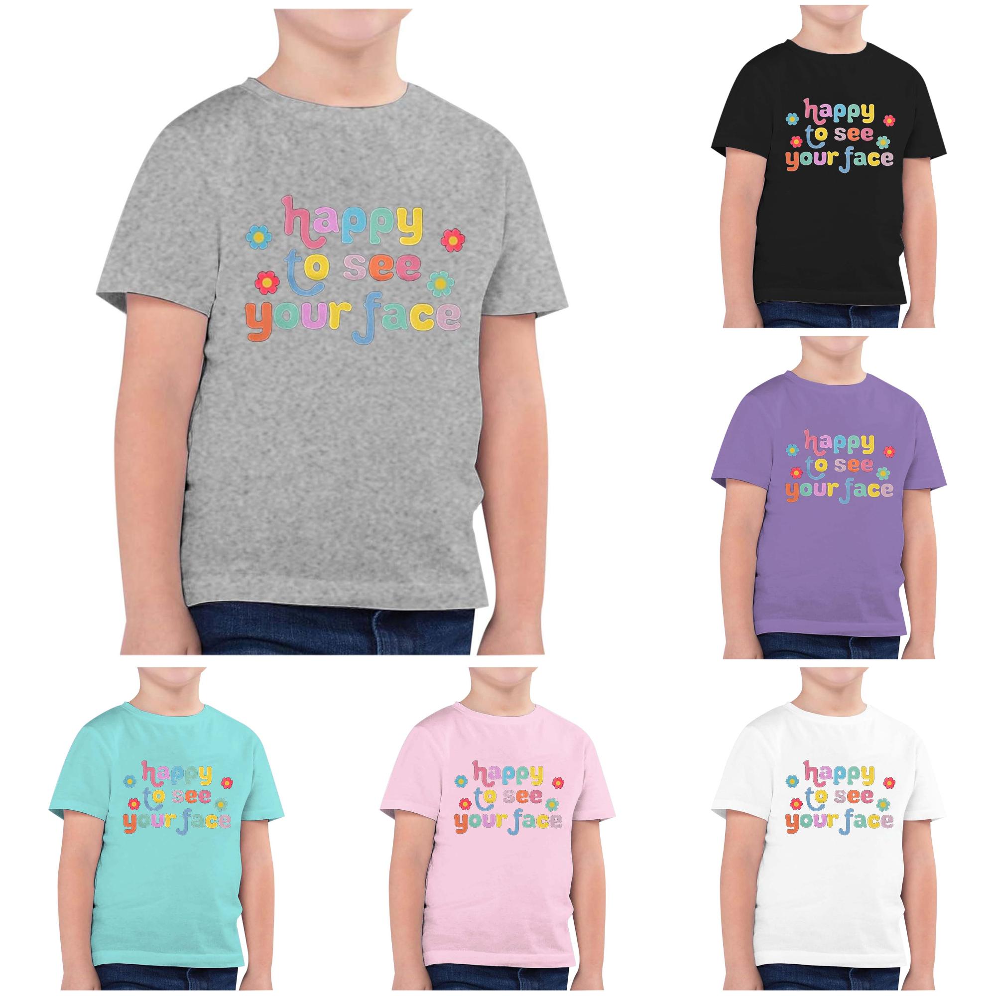 Zhanqunnn Children Fashion Back To School Printed Round Neck Short Sleeve Casual Tee 5, Size 4-5 Years