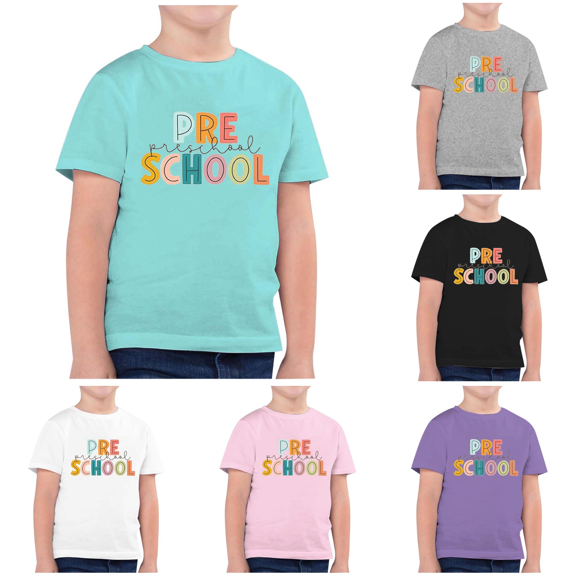 Zhanqunnn Children Fashion Back To School Printed Round Neck Short Sleeve Casual Tee 7, Size 10-11 Years