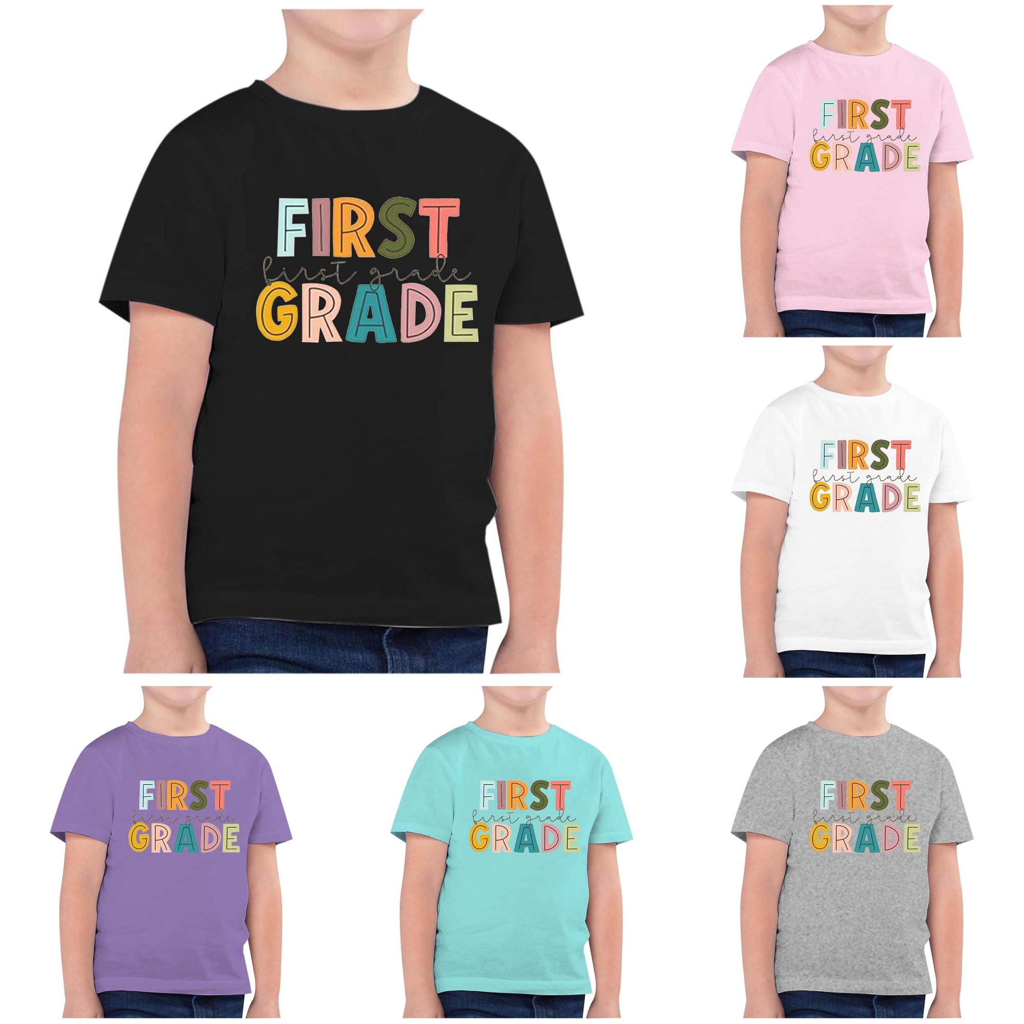 Zhanqunnn Children Fashion Back To School Printed Round Neck Short Sleeve Casual Tee 8, Size 6-7 Years