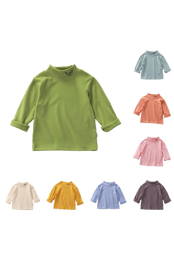 Children Velvet Half Turtleneck Base Shirt Printed Class Baby Autumn Winter Long, Size 12-24 Months
