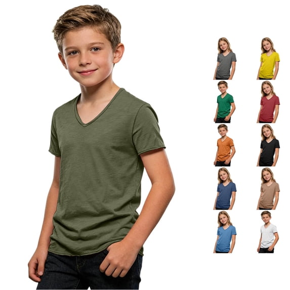 Zhanqunnn Cool Comfort Kids Short Sleeve T Shirt Collar Boys Girls Casual Playwear, Size 13-14 Years