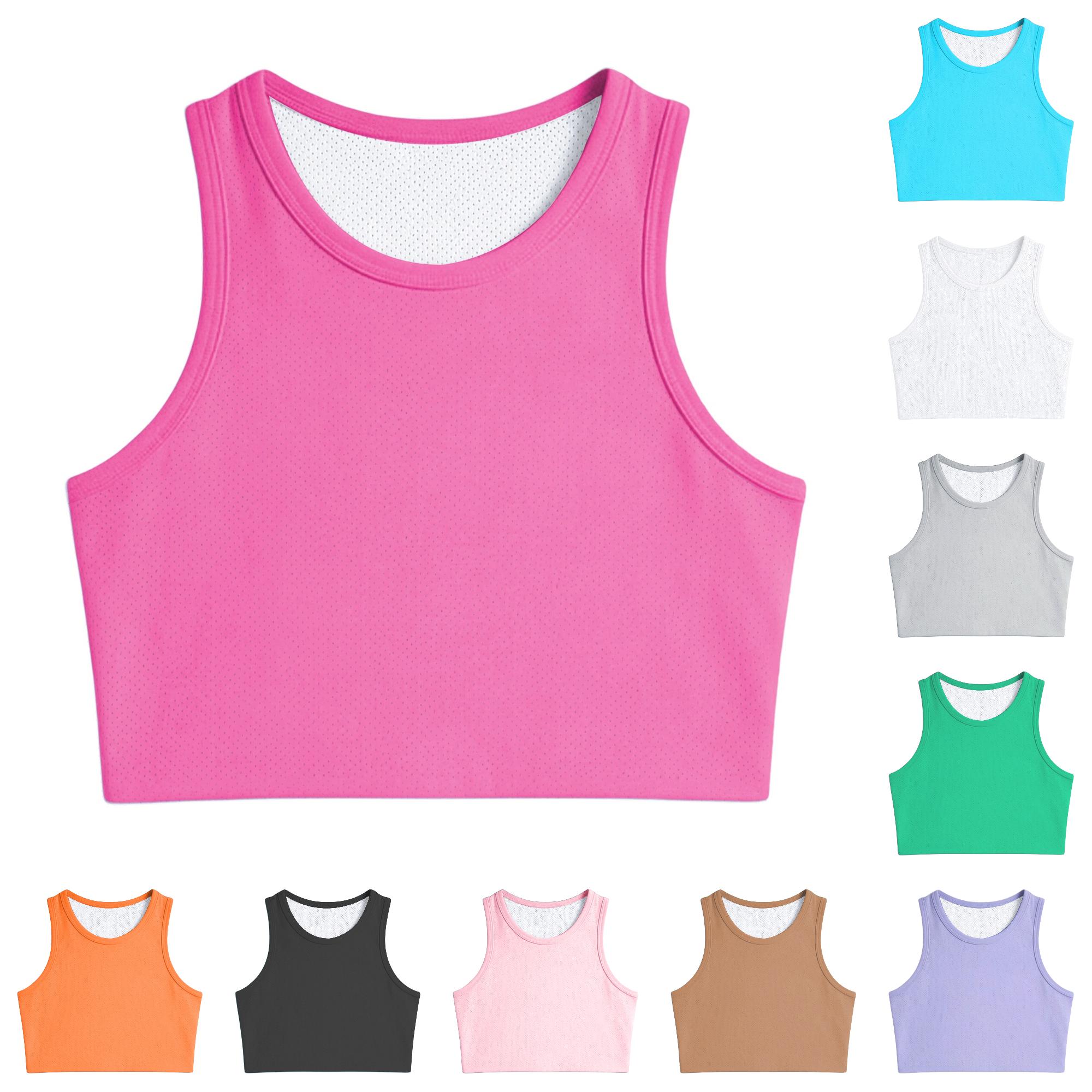 Zhanqunnn Girls Athletic Tank Top Breathable Workout Sleeveless Kids Youth Sports, Size 6-8 Years