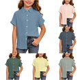 thumbnail image 1 of Zhanqunnn Girls Classic Button Down Shirt Casual Comfort Everyday Wear Kids, Size 5-6 Years, 1 of 4