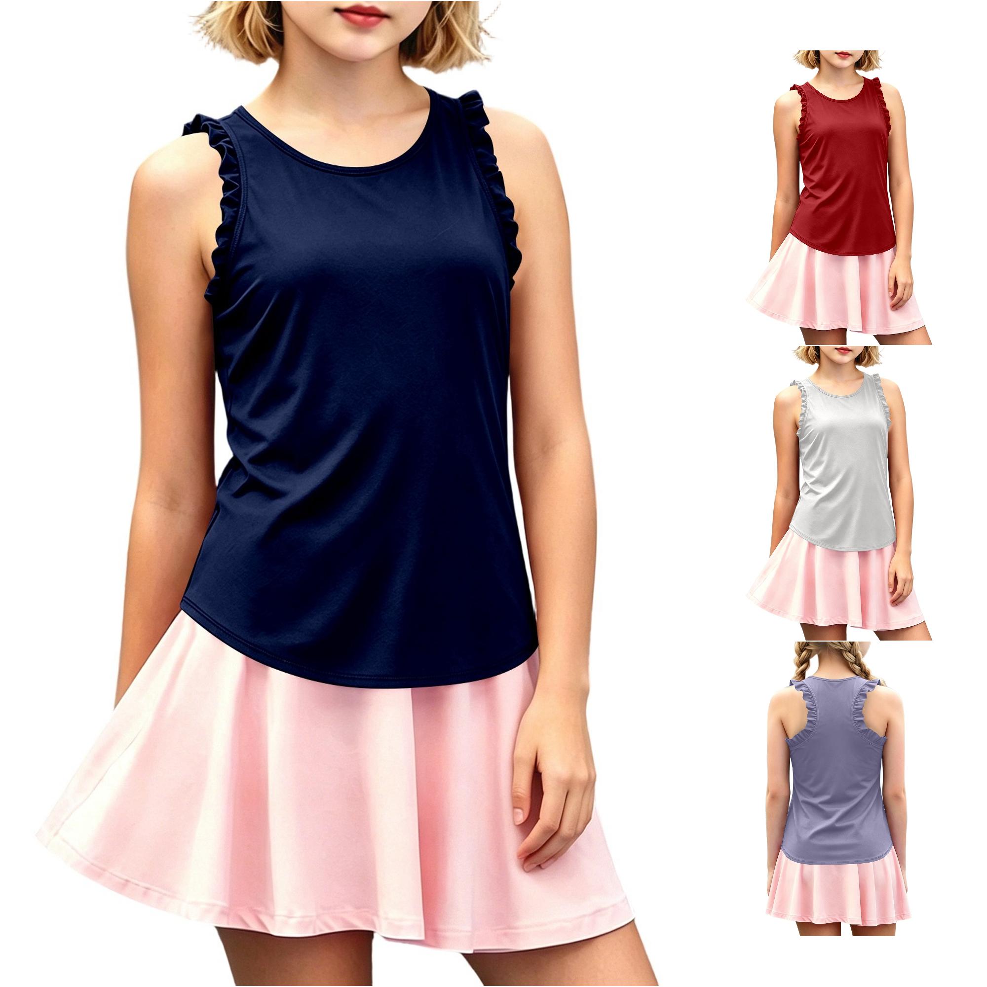 Zhanqunnn Girls Fashion Lace Sleeve Cozy Tank Top Lightweight Sleeveless Delicate , Size 11-12 Years