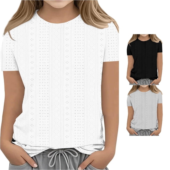 Zhanqunnn Girls Fashion Solid Round Neck Casual Comfortable Tee Shirt Kids, Size 4-5 Years