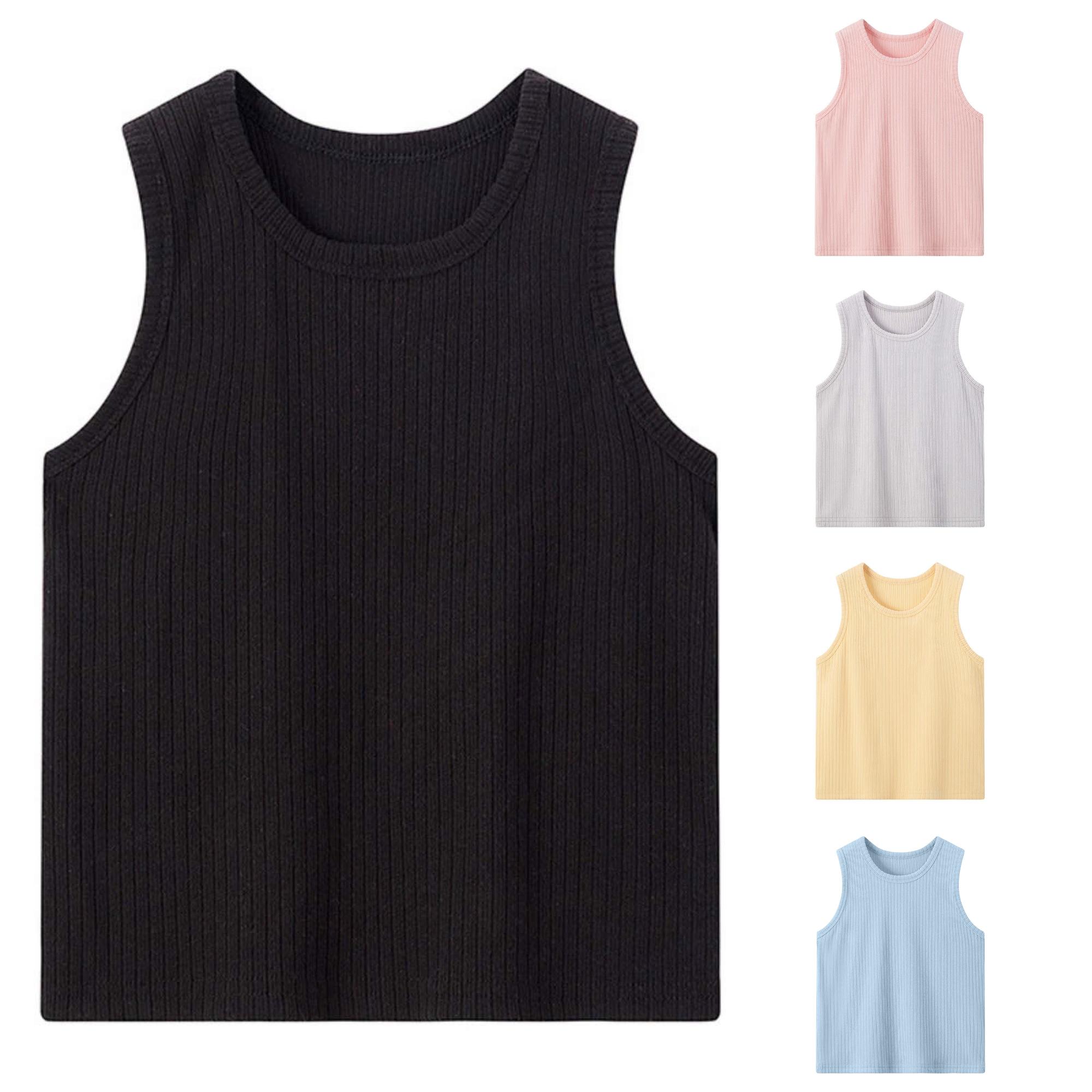 Zhanqunnn Girls Knit Tank Top Summer Sleeveless Layering Vest Solid Color Breathable 4-12Y, Size 2-3 Years