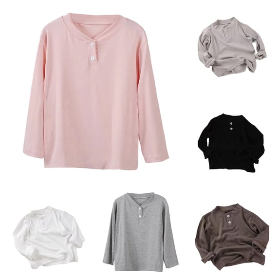 Zhanqunnn Girls Long Sleeve Layering Shirt Stretch Basic Tee Soft Everyday Kids, Size 9-10 Years