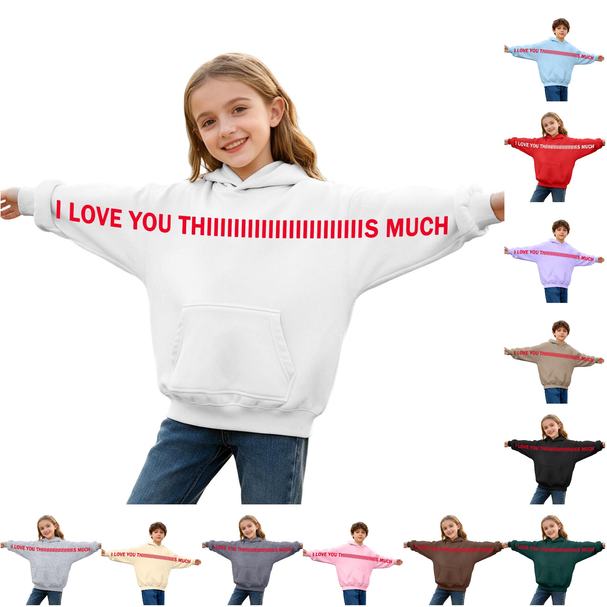 Zhanqunnn Girls Long Sleeve Letter Print Hooded Sweatshirt Casual Pullover Hoodie With Soft For Daily Wear And Outdoor Activities Youth Fashion Apparel Boys Hoodies Size 8, Size 9-10 Y