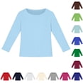 thumbnail image 1 of Zhanqunnn Girls Long Sleeve Ribbed Stretch Tee Slim Fit Casual Basic Top Kids, Size 9-10 Years, 1 of 3