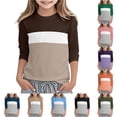 thumbnail image 1 of Zhanqunnn Girls Long Sleeve Round Neck Color Block Tee Soft Casual Top Toddler Kids, Size 7-8 Years, 1 of 5