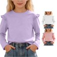 thumbnail image 1 of Zhanqunnn Girls Long Sleeve Top Ruffle Hem Round Neck Casual Blouse Autumn Season, Size 13-14 Years, 1 of 5