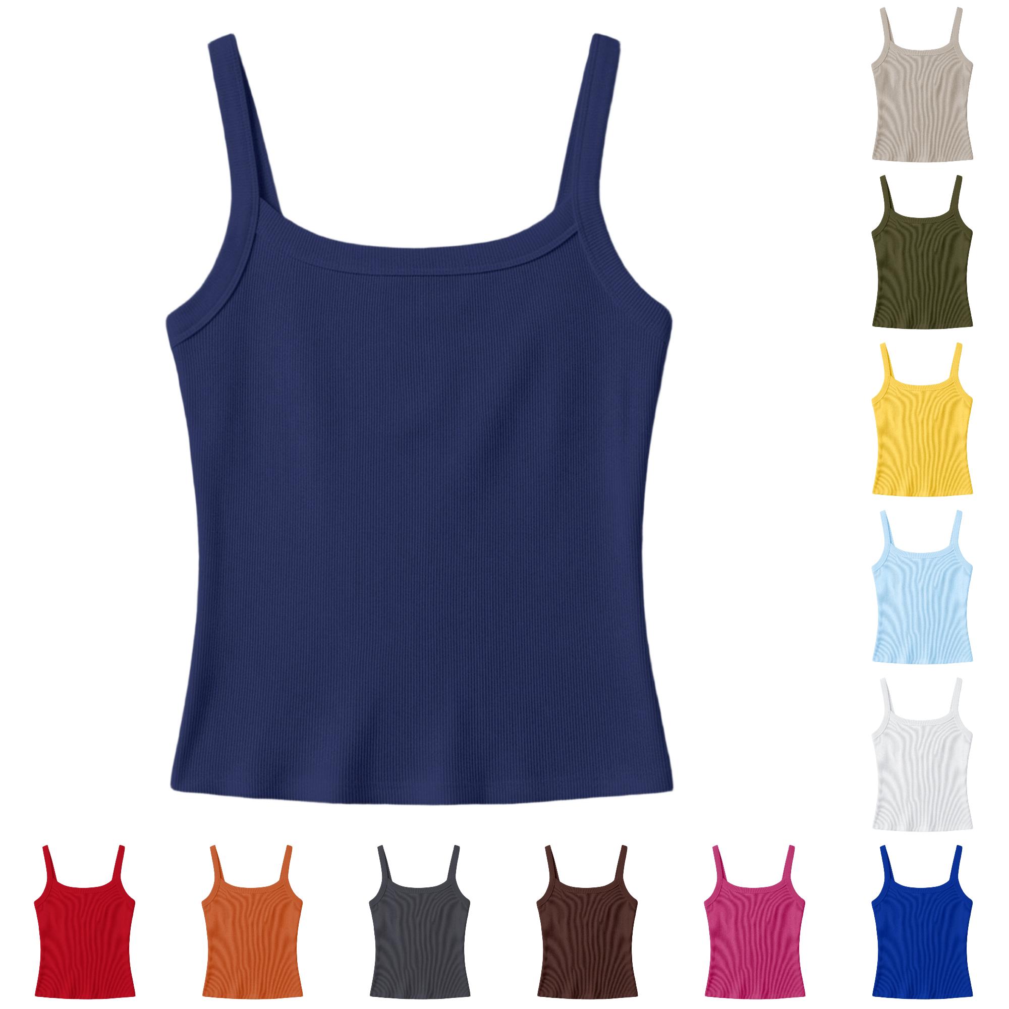 Zhanqunnn Girls Ribbed Stretch Sleeveless Tank Top Slim Fit Casual Kids Tee, Size 7-8 Years