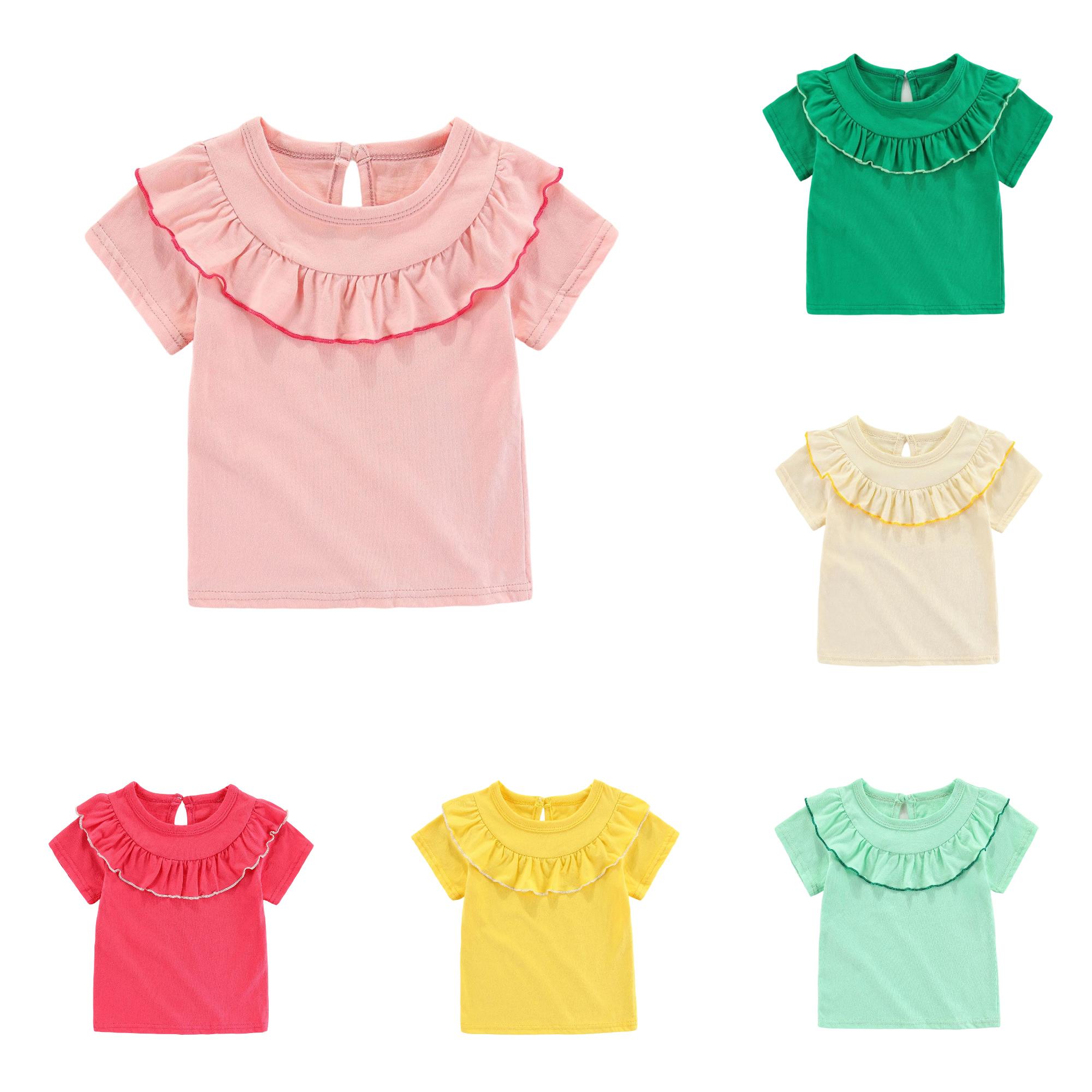 Zhanqunnn Girls Ruffle Hem Round Neck Casual Blouse Toddler Kids Daily Wear, Size 6-12 Month