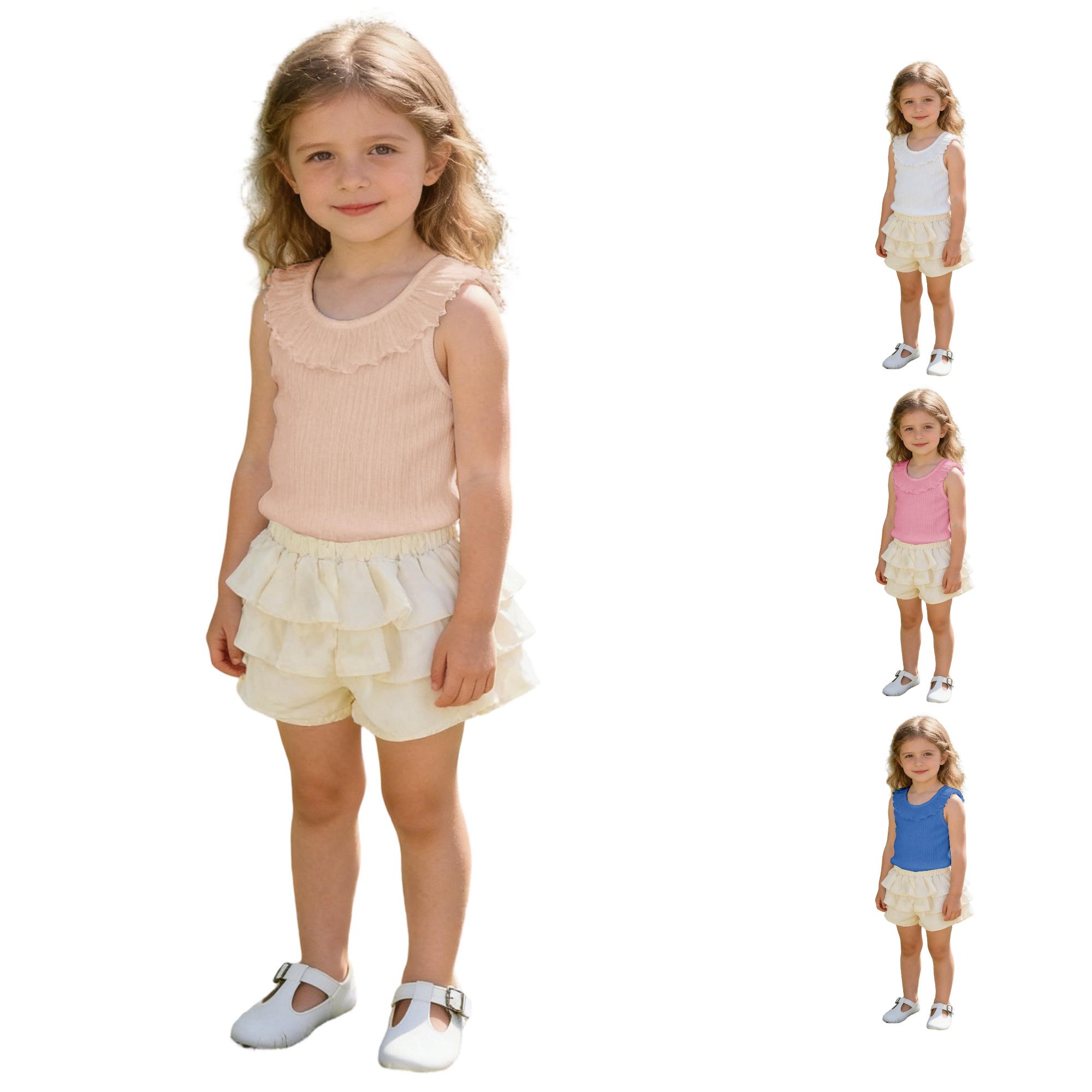 Zhanqunnn Girls Ruffle Sleeveless Casual Blouse Toddler Kids Fashion Daily, Size 3-4 Years