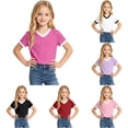 thumbnail image 1 of Zhanqunnn Girls Short Sleeve Crewneck Tee Soft Blended Basic Top Everyday School Play, Size 9-10 Years, 1 of 5
