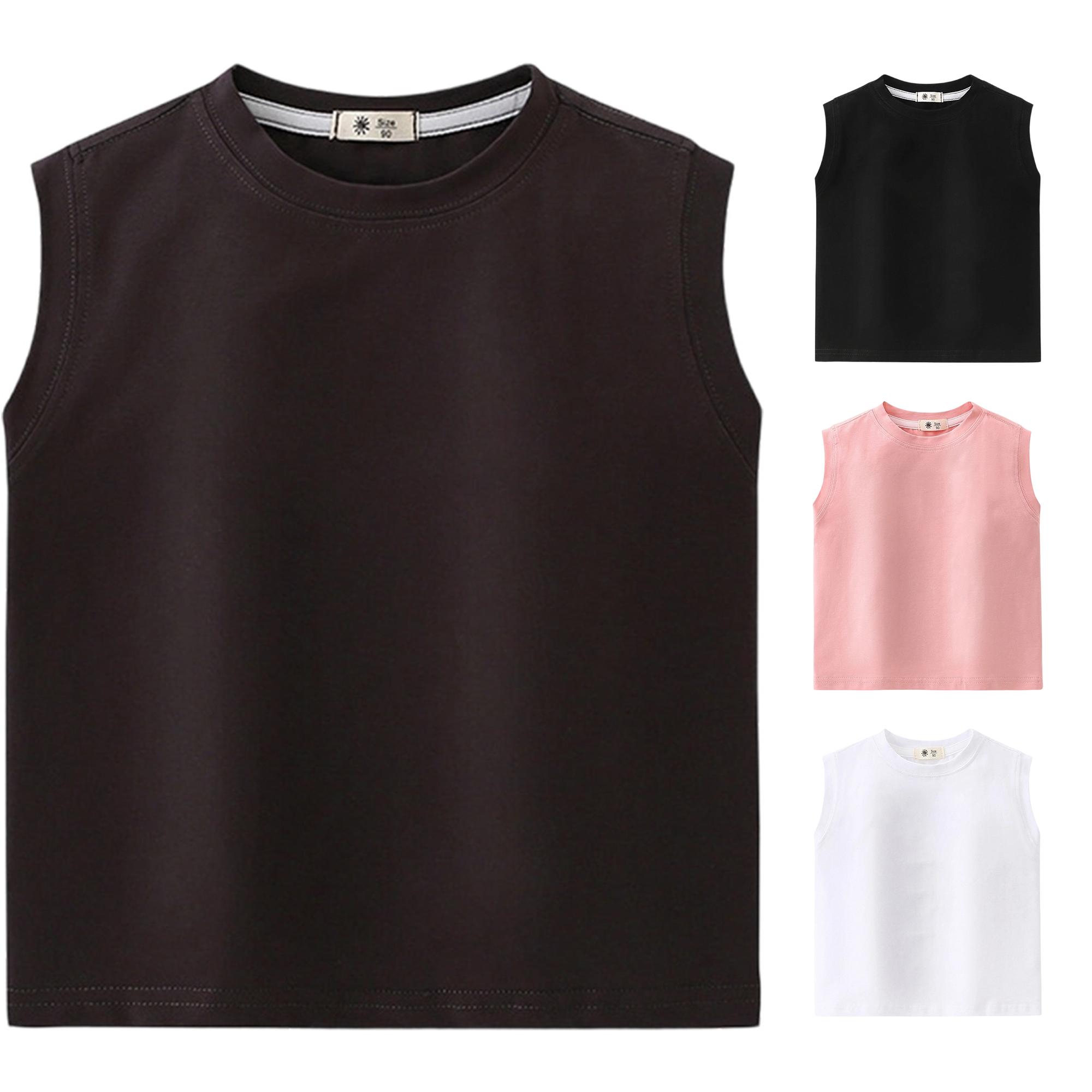 Zhanqunnn Girls Sleeveless Tank Top Solid Color Kids Casual Wear Soft Tee Toddler, Size 9-10 Years