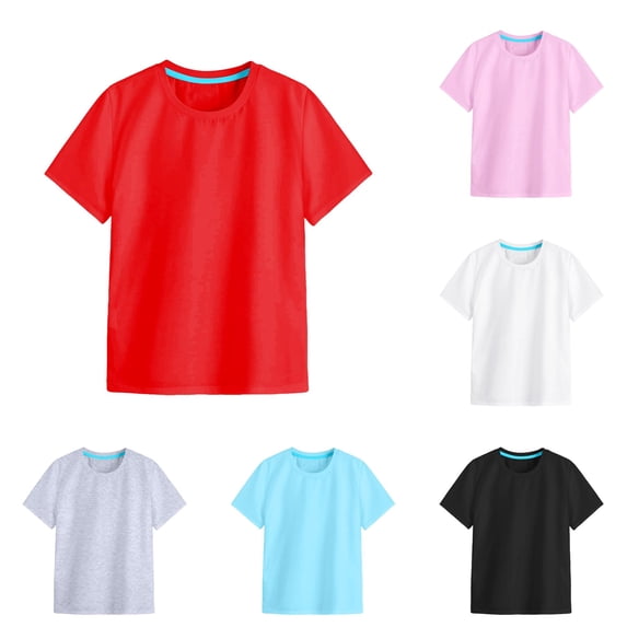 Zhanqunnn Girls Soft Short Sleeve Crew Neck Multi Color Printed T Shirt, Size 9-10 Years
