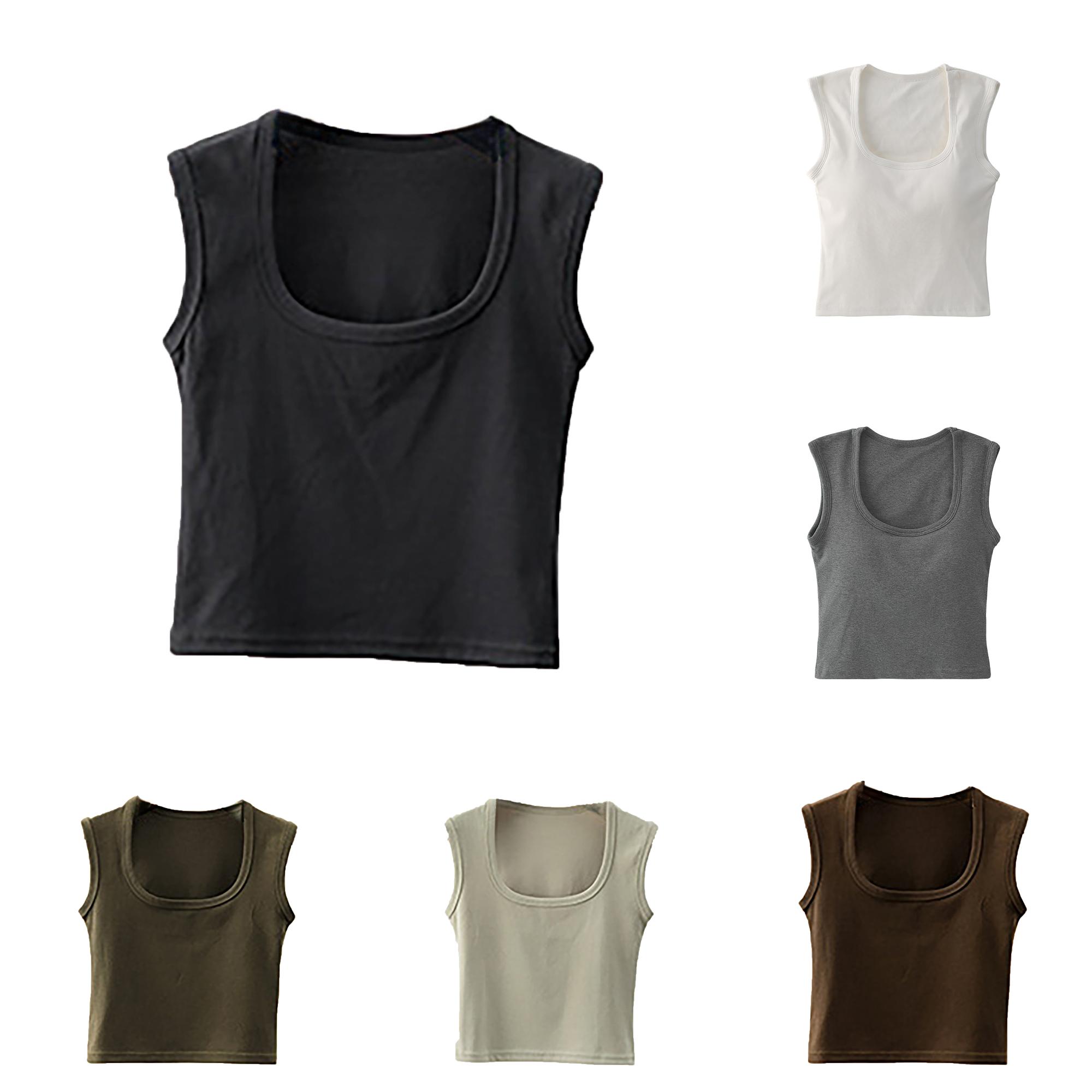 Zhanqunnn Girls Square Neck Crop Top Short Sleeve Ribbed Knit Stretch Daily Wear, Size 13 Years