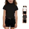 thumbnail image 1 of Zhanqunnn Girls Stretch Fit Short Sleeve Semi High Neck Tee School Play Soft, Size 9-10 Years, 1 of 4