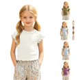 thumbnail image 1 of Zhanqunnn Girls Summer Knit Tee Short Sleeve Ruffle Edge Breathable Comfort, Size 12-18 Months, 1 of 5