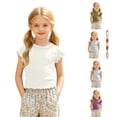 thumbnail image 1 of Zhanqunnn Girls Summer Knit Tee Short Sleeve Ruffle Edge Breathable Comfort, Size 18-24 Months, 1 of 5