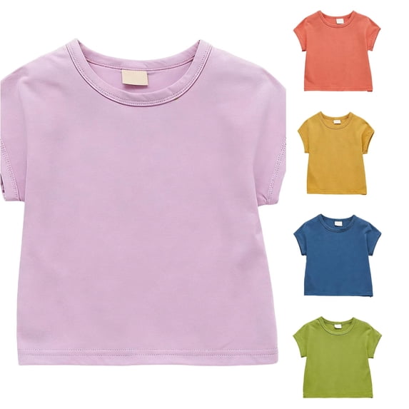 Zhanqunnn Girls Summer Loose Fit Short Sleeve Round Neck Casual Tee Breathable, Size 7-8 Years