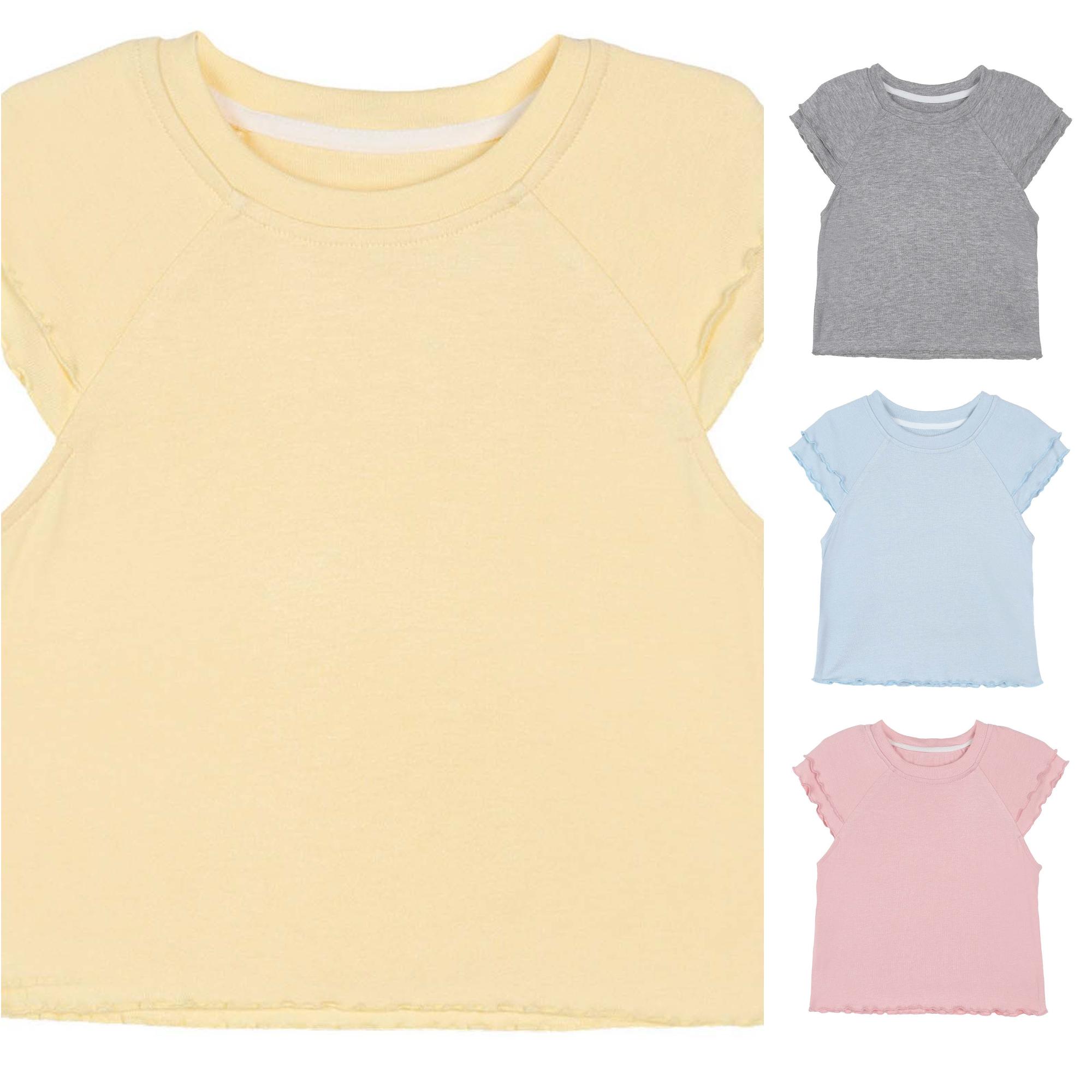 Zhanqunnn Girls Summer Ruffle Sleeve Blouse Lightweight Breathable Soft Daily Wear, Size 3-4 Years