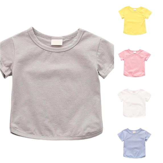 Zhanqunnn Girls Summer Short Sleeve Round Neck Casual Tee Toddlers Kids Playwear, Size 4-5 Years