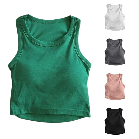 Zhanqunnn Girls Summer Vest Tanks Hollow Backless Crop Top Solid Casual Basic Tee, Size 11-12 Years