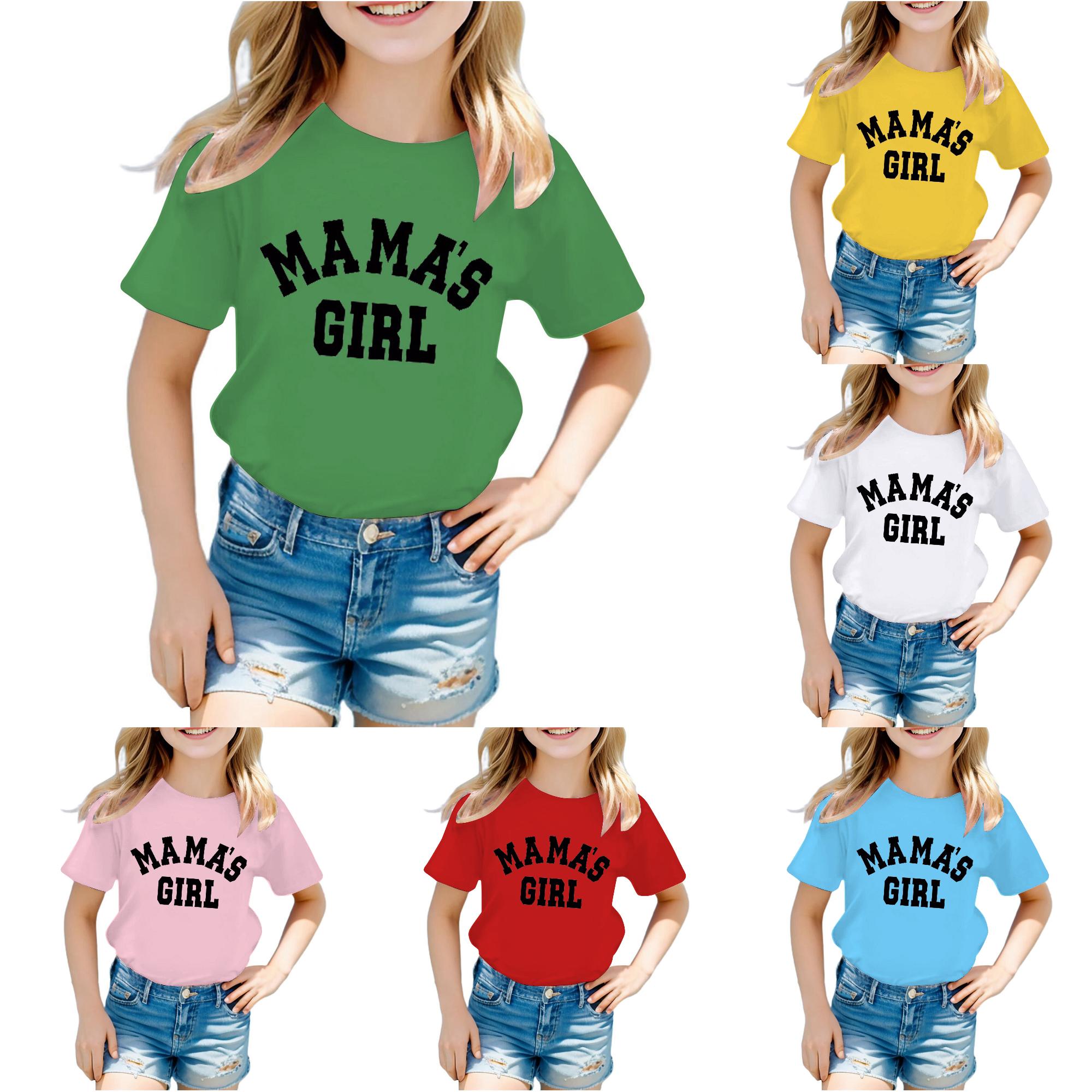 Zhanqunnn Kid Girls Cute Graphic Print Round Neck Short Sleeve Tee Summer Casual, Size 8-9 Years