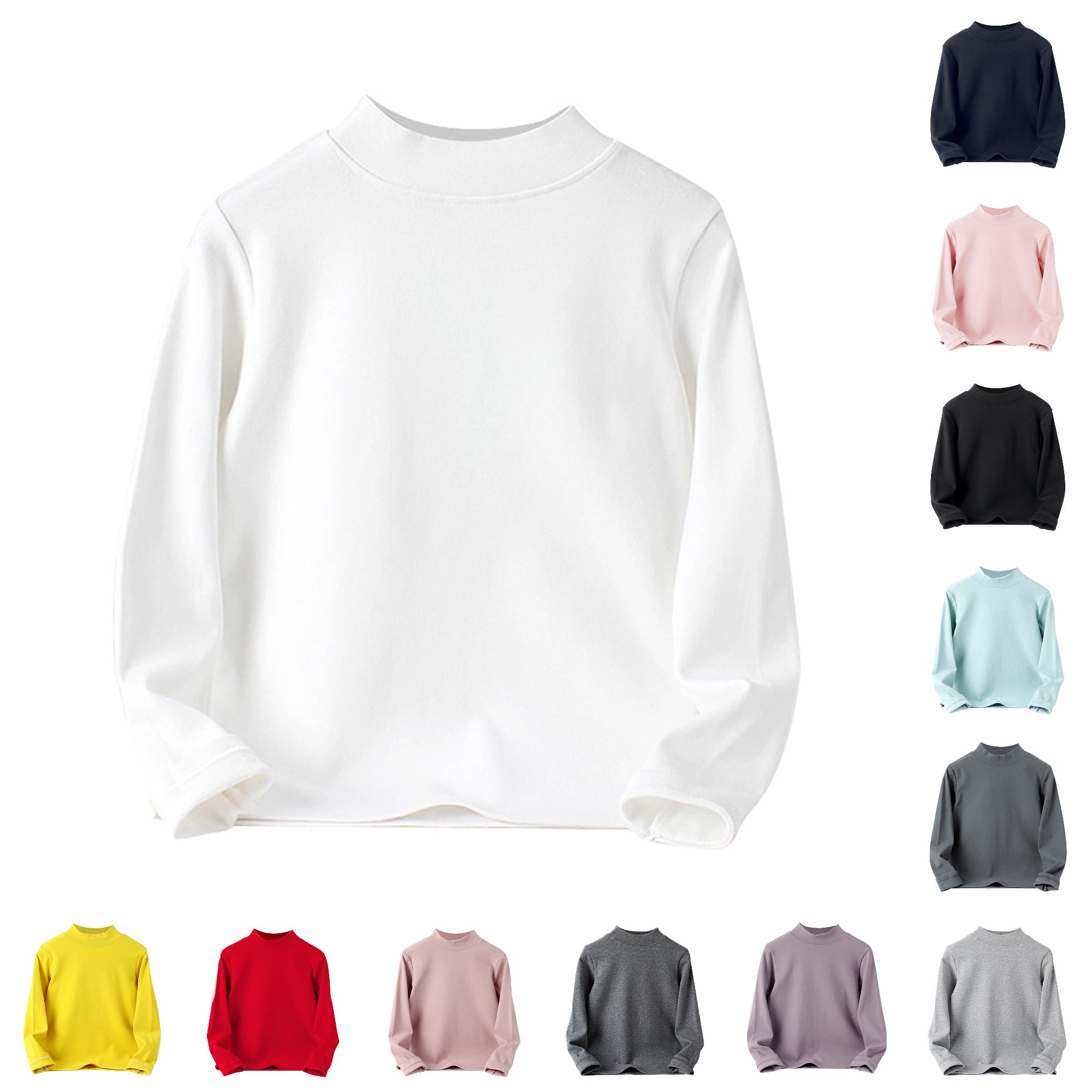 Zhanqunnn Kids Baby Boys Girls Shirts High Collar Soft Unisex Long Sleeve Tee Tops, Size 5-6 Years