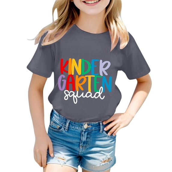 Zhanqunnn Kids Short Sleeve T Shirt Fashion Casual Letter Printed Round Neck Summer Top for Boys Girls, Size 10-11 Years