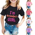 thumbnail image 1 of Zhanqunnn Kids Short Sleeve T Shirt Fashion Casual Letter Printed Round Neck Summer Top for Boys Girls, Size 8-9 Years, 1 of 4